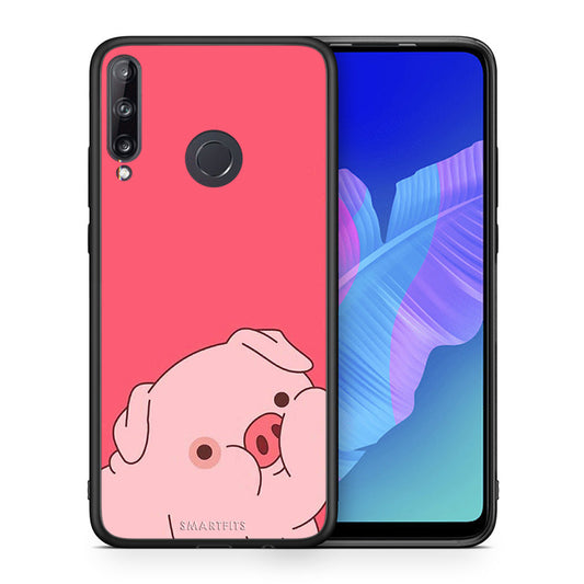 Θήκη Αγίου Βαλεντίνου Huawei P40 Lite E Pig Love 1 από τη Smartfits με σχέδιο στο πίσω μέρος και μαύρο περίβλημα | Huawei P40 Lite E Pig Love 1 case with colorful back and black bezels