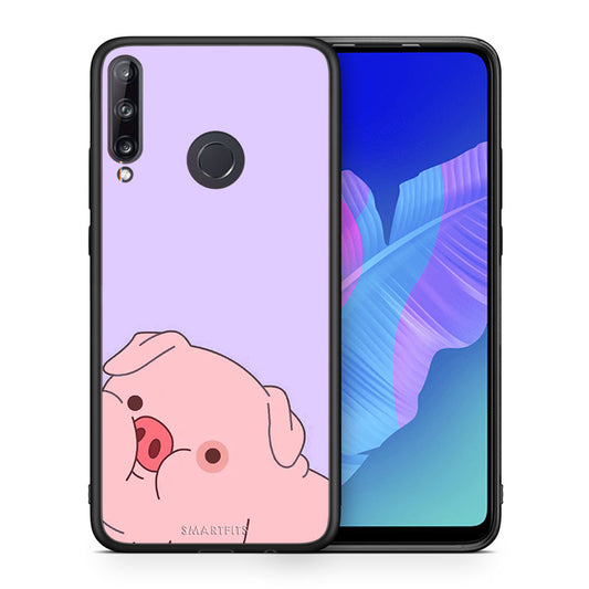 Θήκη Αγίου Βαλεντίνου Huawei P40 Lite E Pig Love 2 από τη Smartfits με σχέδιο στο πίσω μέρος και μαύρο περίβλημα | Huawei P40 Lite E Pig Love 2 case with colorful back and black bezels