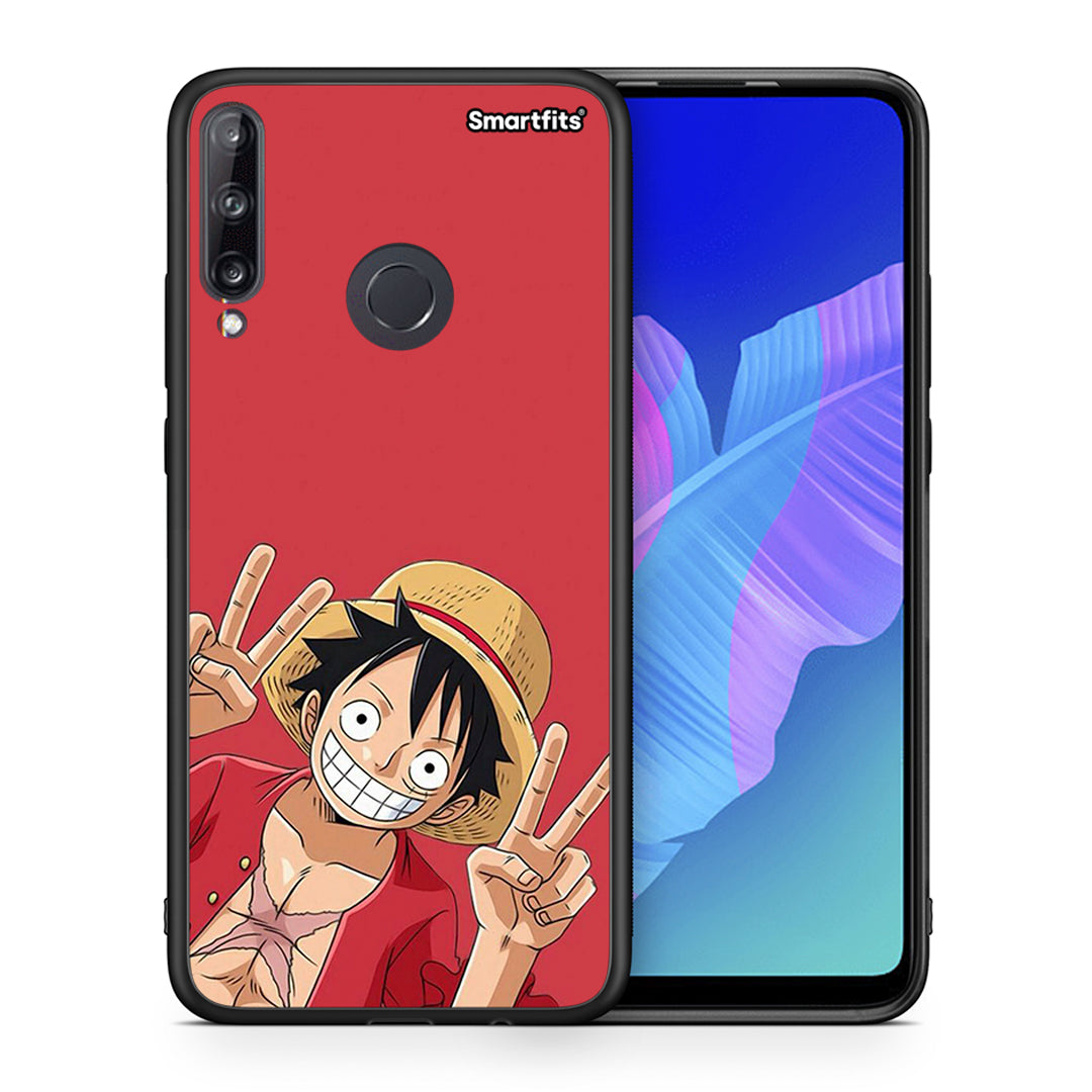 Θήκη Huawei P40 Lite E Pirate Luffy από τη Smartfits με σχέδιο στο πίσω μέρος και μαύρο περίβλημα | Huawei P40 Lite E Pirate Luffy case with colorful back and black bezels