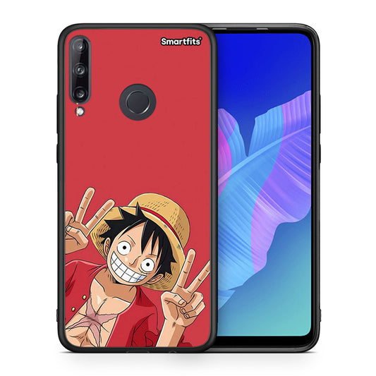 Θήκη Huawei P40 Lite E Pirate Luffy από τη Smartfits με σχέδιο στο πίσω μέρος και μαύρο περίβλημα | Huawei P40 Lite E Pirate Luffy case with colorful back and black bezels