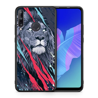 Θήκη Huawei P40 Lite E Lion Designer PopArt από τη Smartfits με σχέδιο στο πίσω μέρος και μαύρο περίβλημα | Huawei P40 Lite E Lion Designer PopArt case with colorful back and black bezels