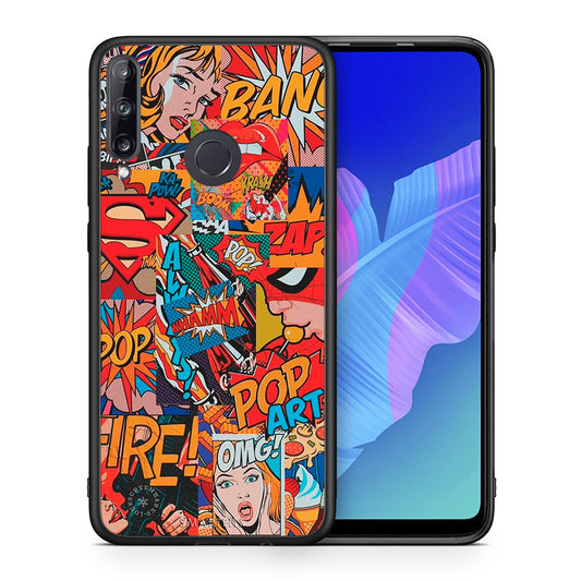 Θήκη Huawei P40 Lite E PopArt OMG από τη Smartfits με σχέδιο στο πίσω μέρος και μαύρο περίβλημα | Huawei P40 Lite E PopArt OMG case with colorful back and black bezels