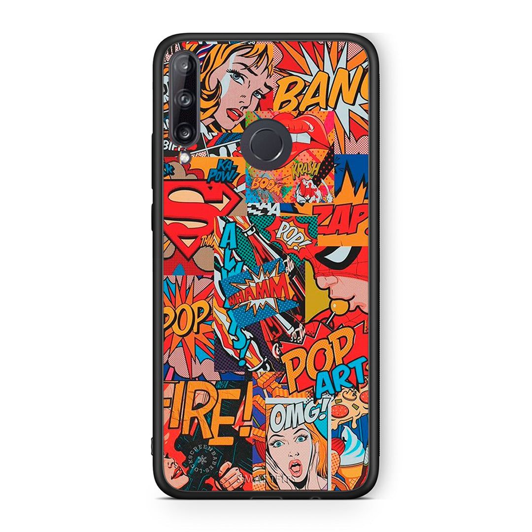 Huawei P40 Lite E PopArt OMG θήκη από τη Smartfits με σχέδιο στο πίσω μέρος και μαύρο περίβλημα | Smartphone case with colorful back and black bezels by Smartfits