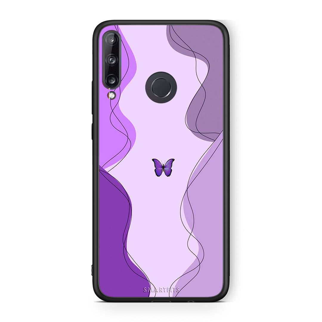 Huawei P40 Lite E Purple Mariposa Θήκη Αγίου Βαλεντίνου από τη Smartfits με σχέδιο στο πίσω μέρος και μαύρο περίβλημα | Smartphone case with colorful back and black bezels by Smartfits