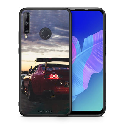 Θήκη Huawei P40 Lite E Racing Supra από τη Smartfits με σχέδιο στο πίσω μέρος και μαύρο περίβλημα | Huawei P40 Lite E Racing Supra case with colorful back and black bezels