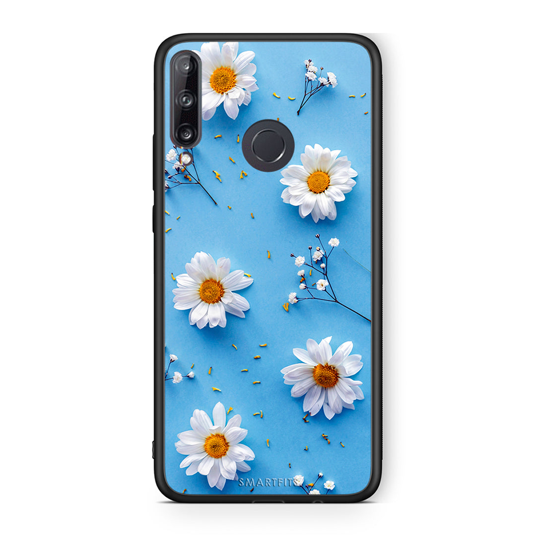 Huawei P40 Lite E Real Daisies θήκη από τη Smartfits με σχέδιο στο πίσω μέρος και μαύρο περίβλημα | Smartphone case with colorful back and black bezels by Smartfits