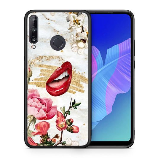 Θήκη Huawei P40 Lite E Red Lips από τη Smartfits με σχέδιο στο πίσω μέρος και μαύρο περίβλημα | Huawei P40 Lite E Red Lips case with colorful back and black bezels