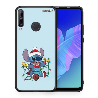 Θήκη Huawei P40 Lite E Santa Stich από τη Smartfits με σχέδιο στο πίσω μέρος και μαύρο περίβλημα | Huawei P40 Lite E Santa Stich case with colorful back and black bezels