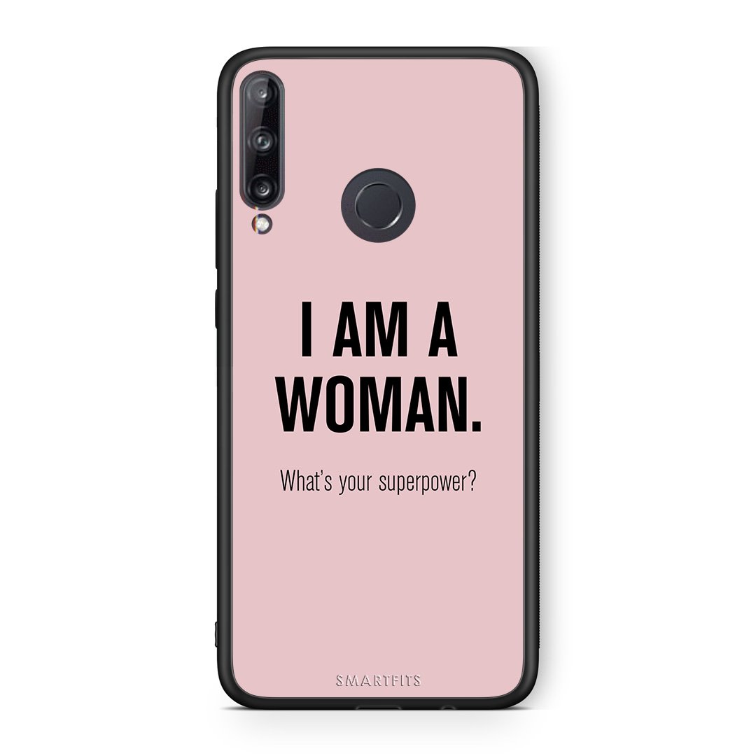 Huawei P40 Lite E Superpower Woman θήκη από τη Smartfits με σχέδιο στο πίσω μέρος και μαύρο περίβλημα | Smartphone case with colorful back and black bezels by Smartfits