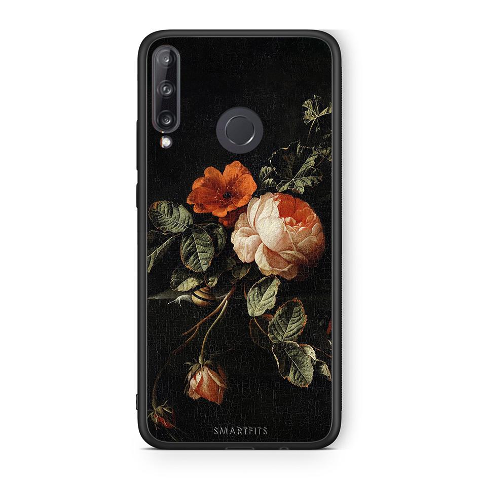 Huawei P40 Lite E Vintage Roses θήκη από τη Smartfits με σχέδιο στο πίσω μέρος και μαύρο περίβλημα | Smartphone case with colorful back and black bezels by Smartfits