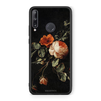 Huawei P40 Lite E Vintage Roses θήκη από τη Smartfits με σχέδιο στο πίσω μέρος και μαύρο περίβλημα | Smartphone case with colorful back and black bezels by Smartfits