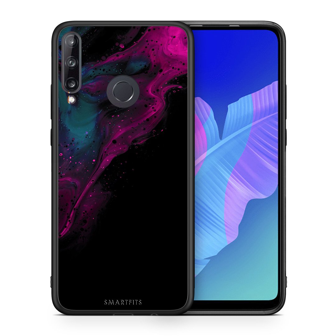 Θήκη Huawei P40 Lite E Pink Black Watercolor από τη Smartfits με σχέδιο στο πίσω μέρος και μαύρο περίβλημα | Huawei P40 Lite E Pink Black Watercolor case with colorful back and black bezels