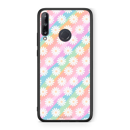 Huawei P40 Lite E White Daisies θήκη από τη Smartfits με σχέδιο στο πίσω μέρος και μαύρο περίβλημα | Smartphone case with colorful back and black bezels by Smartfits