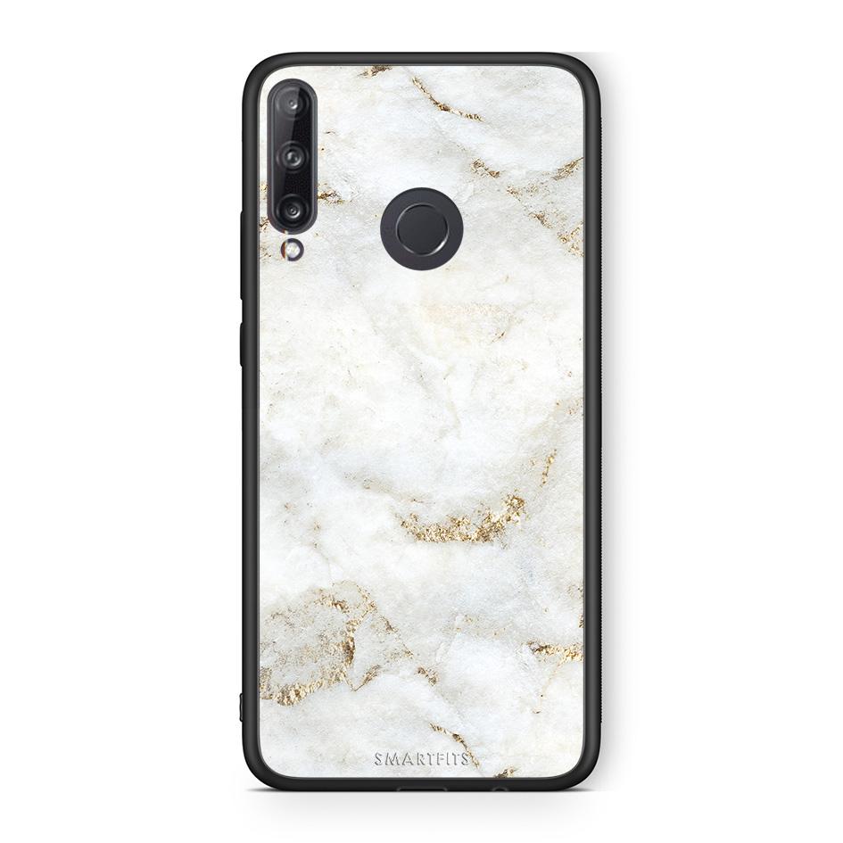 Huawei P40 Lite E White Gold Marble θήκη από τη Smartfits με σχέδιο στο πίσω μέρος και μαύρο περίβλημα | Smartphone case with colorful back and black bezels by Smartfits