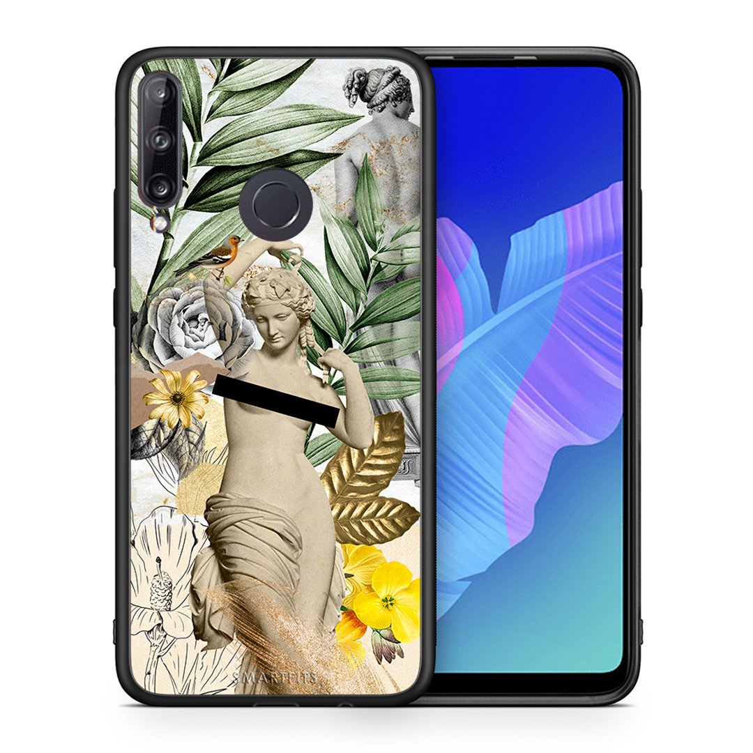 Θήκη Huawei P40 Lite E Woman Statue από τη Smartfits με σχέδιο στο πίσω μέρος και μαύρο περίβλημα | Huawei P40 Lite E Woman Statue case with colorful back and black bezels