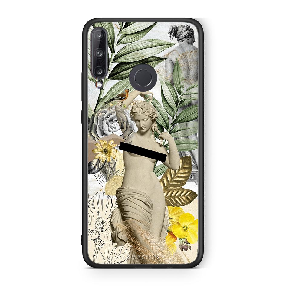 Huawei P40 Lite E Woman Statue θήκη από τη Smartfits με σχέδιο στο πίσω μέρος και μαύρο περίβλημα | Smartphone case with colorful back and black bezels by Smartfits