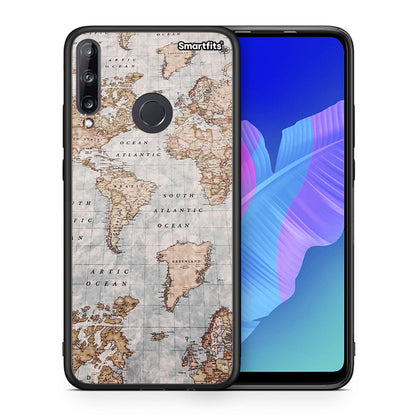 Θήκη Huawei P40 Lite E World Map από τη Smartfits με σχέδιο στο πίσω μέρος και μαύρο περίβλημα | Huawei P40 Lite E World Map case with colorful back and black bezels