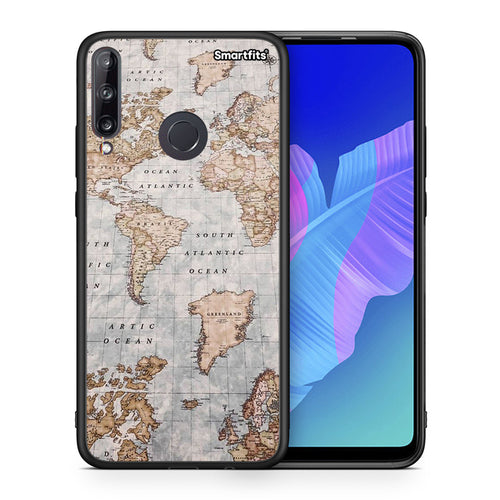 Θήκη Huawei P40 Lite E World Map από τη Smartfits με σχέδιο στο πίσω μέρος και μαύρο περίβλημα | Huawei P40 Lite E World Map case with colorful back and black bezels