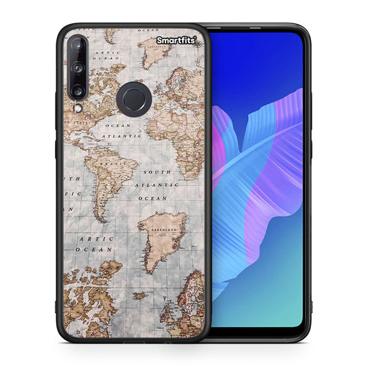 Θήκη Huawei P40 Lite E World Map από τη Smartfits με σχέδιο στο πίσω μέρος και μαύρο περίβλημα | Huawei P40 Lite E World Map case with colorful back and black bezels