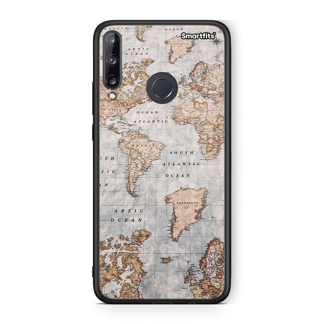 Huawei P40 Lite E World Map Θήκη από τη Smartfits με σχέδιο στο πίσω μέρος και μαύρο περίβλημα | Smartphone case with colorful back and black bezels by Smartfits