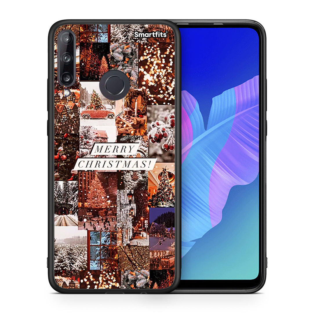 Θήκη Huawei P40 Lite E Xmas Collage από τη Smartfits με σχέδιο στο πίσω μέρος και μαύρο περίβλημα | Huawei P40 Lite E Xmas Collage case with colorful back and black bezels