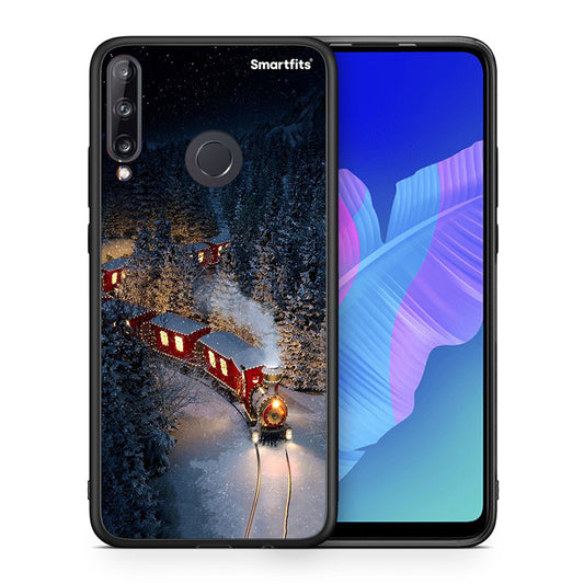 Θήκη Huawei P40 Lite E Xmas Train από τη Smartfits με σχέδιο στο πίσω μέρος και μαύρο περίβλημα | Huawei P40 Lite E Xmas Train case with colorful back and black bezels