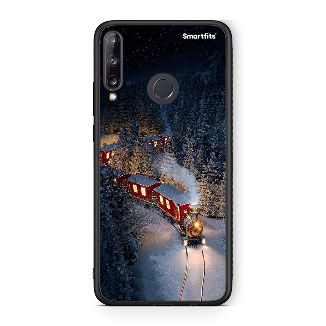 Huawei P40 Lite E Xmas Train θήκη από τη Smartfits με σχέδιο στο πίσω μέρος και μαύρο περίβλημα | Smartphone case with colorful back and black bezels by Smartfits