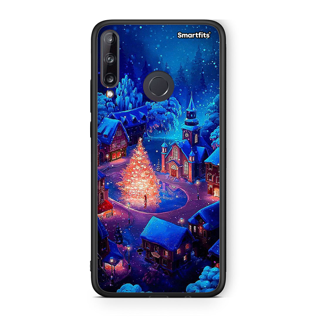 Huawei P40 Lite E Xmas Village θήκη από τη Smartfits με σχέδιο στο πίσω μέρος και μαύρο περίβλημα | Smartphone case with colorful back and black bezels by Smartfits