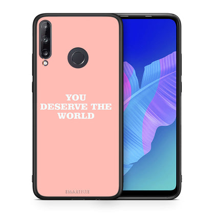 Θήκη Αγίου Βαλεντίνου Huawei P40 Lite E You Deserve The World από τη Smartfits με σχέδιο στο πίσω μέρος και μαύρο περίβλημα | Huawei P40 Lite E You Deserve The World case with colorful back and black bezels