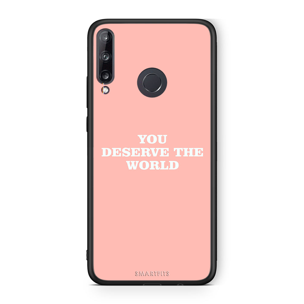 Huawei P40 Lite E You Deserve The World Θήκη Αγίου Βαλεντίνου από τη Smartfits με σχέδιο στο πίσω μέρος και μαύρο περίβλημα | Smartphone case with colorful back and black bezels by Smartfits