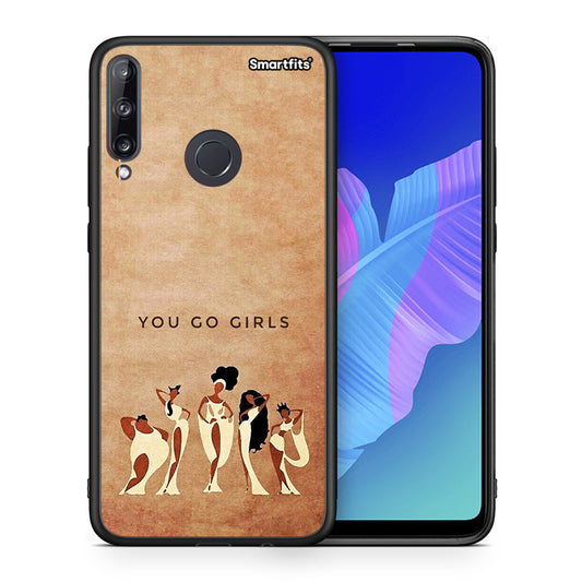 Θήκη Huawei P40 Lite E You Go Girl από τη Smartfits με σχέδιο στο πίσω μέρος και μαύρο περίβλημα | Huawei P40 Lite E You Go Girl case with colorful back and black bezels