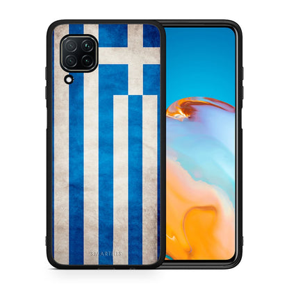 Θήκη Huawei P40 Lite Greek Flag από τη Smartfits με σχέδιο στο πίσω μέρος και μαύρο περίβλημα | Huawei P40 Lite Greek Flag case with colorful back and black bezels
