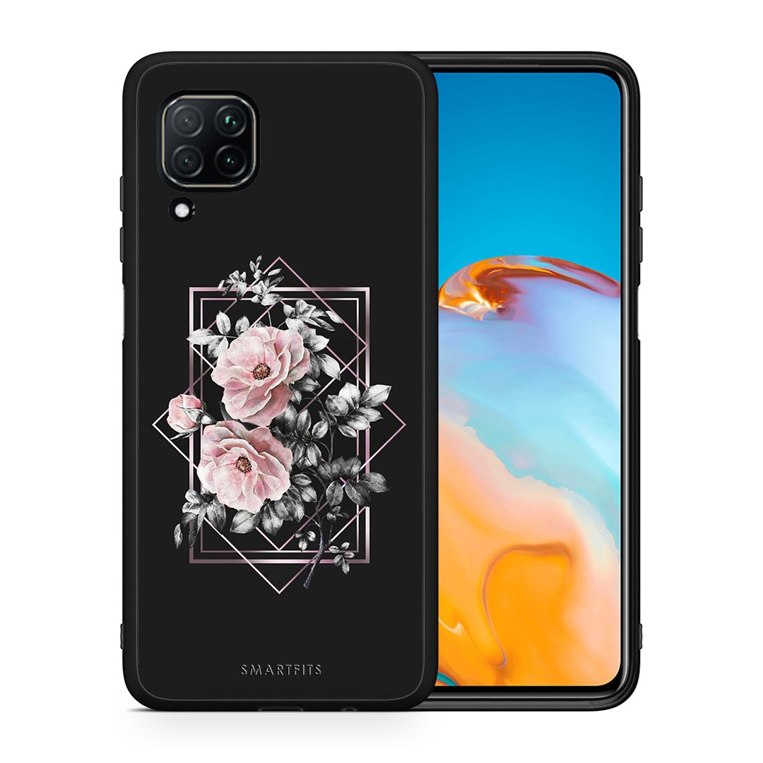 Θήκη Huawei P40 Lite Frame Flower από τη Smartfits με σχέδιο στο πίσω μέρος και μαύρο περίβλημα | Huawei P40 Lite Frame Flower case with colorful back and black bezels