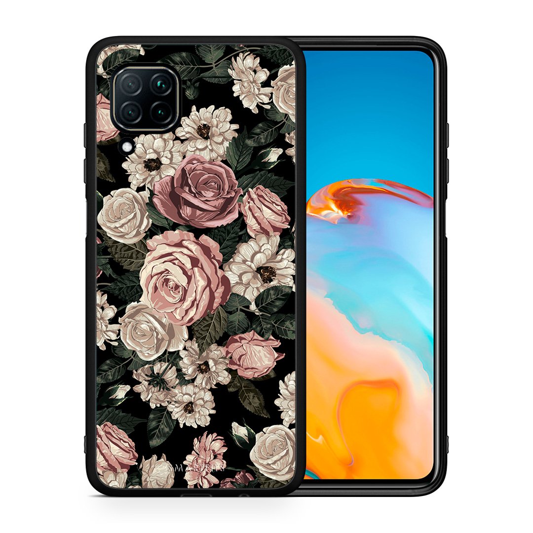 Θήκη Huawei P40 Lite Wild Roses Flower από τη Smartfits με σχέδιο στο πίσω μέρος και μαύρο περίβλημα | Huawei P40 Lite Wild Roses Flower case with colorful back and black bezels