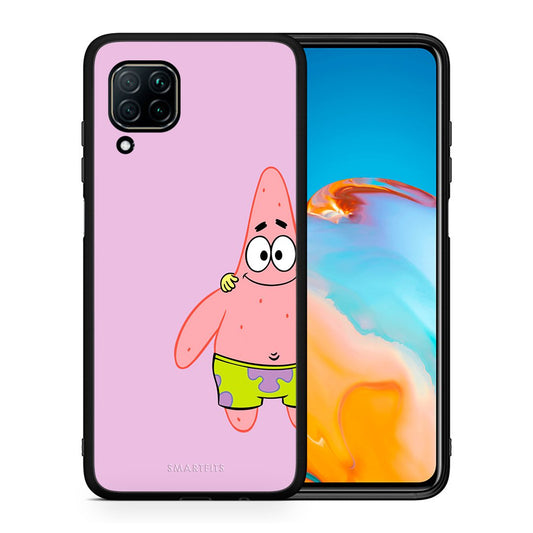 Θήκη Huawei P40 Lite  Friends Patrick από τη Smartfits με σχέδιο στο πίσω μέρος και μαύρο περίβλημα | Huawei P40 Lite  Friends Patrick case with colorful back and black bezels