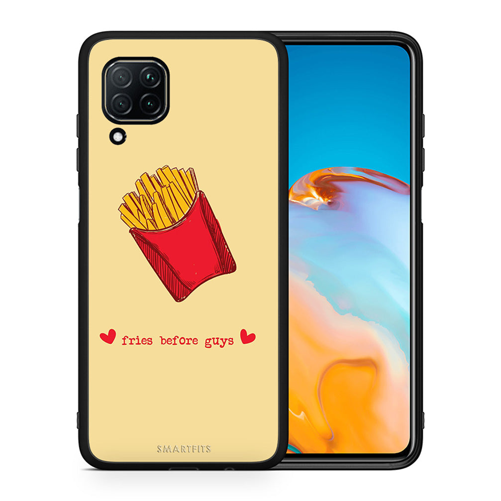 Θήκη Αγίου Βαλεντίνου Huawei P40 Lite Fries Before Guys από τη Smartfits με σχέδιο στο πίσω μέρος και μαύρο περίβλημα | Huawei P40 Lite Fries Before Guys case with colorful back and black bezels