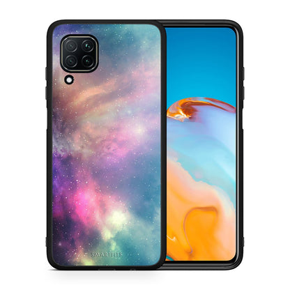 Θήκη Huawei P40 Lite Rainbow Galaxy από τη Smartfits με σχέδιο στο πίσω μέρος και μαύρο περίβλημα | Huawei P40 Lite Rainbow Galaxy case with colorful back and black bezels