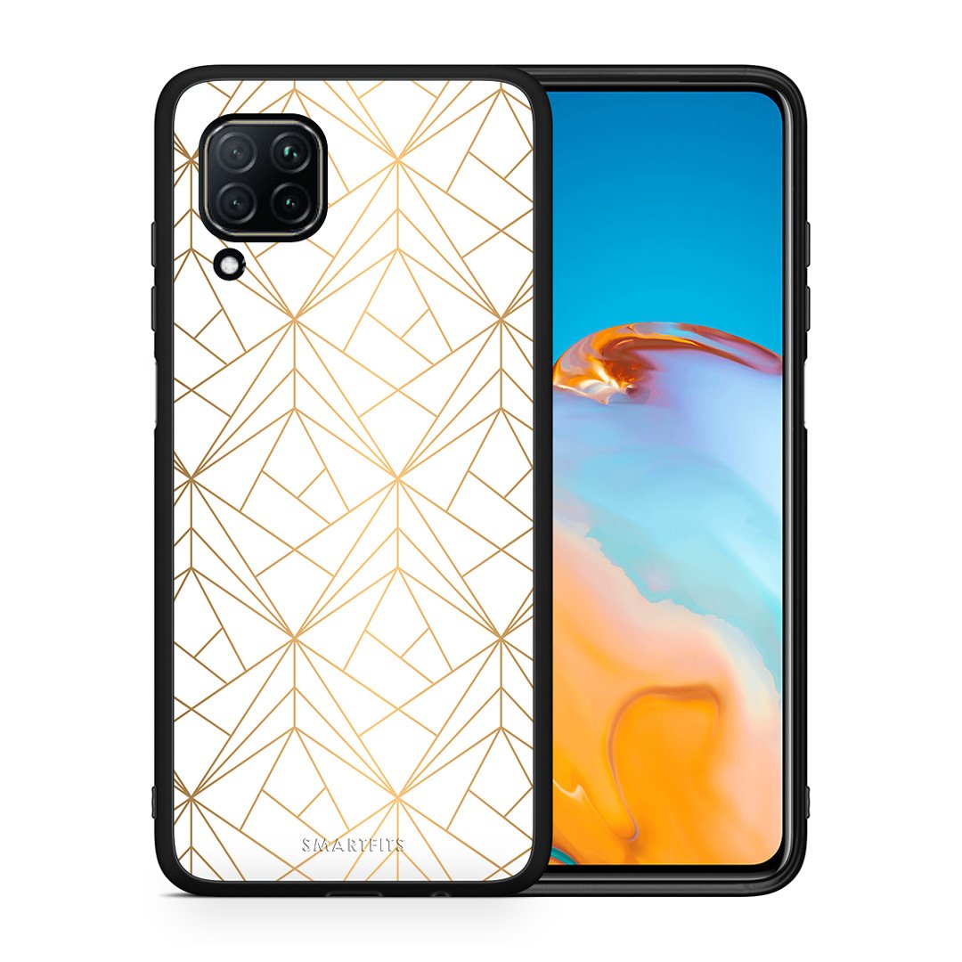 Θήκη Huawei P40 Lite Luxury White Geometric από τη Smartfits με σχέδιο στο πίσω μέρος και μαύρο περίβλημα | Huawei P40 Lite Luxury White Geometric case with colorful back and black bezels