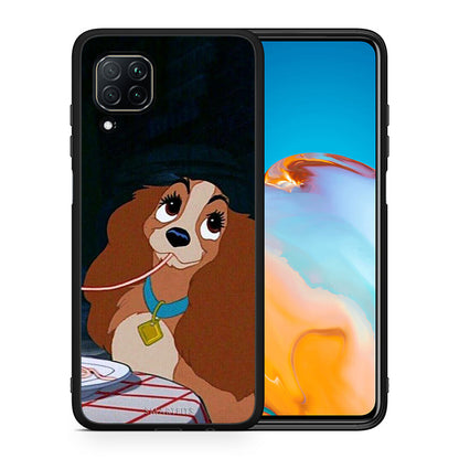 Θήκη Αγίου Βαλεντίνου Huawei P40 Lite Lady And Tramp 2 από τη Smartfits με σχέδιο στο πίσω μέρος και μαύρο περίβλημα | Huawei P40 Lite Lady And Tramp 2 case with colorful back and black bezels