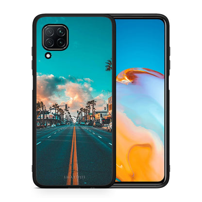 Θήκη Huawei P40 Lite City Landscape από τη Smartfits με σχέδιο στο πίσω μέρος και μαύρο περίβλημα | Huawei P40 Lite City Landscape case with colorful back and black bezels