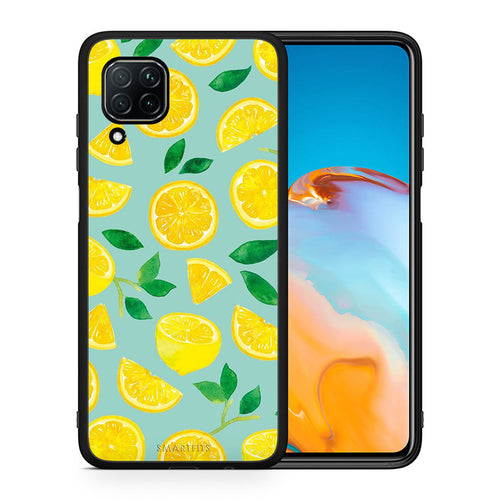 Θήκη Huawei P40 Lite Lemons από τη Smartfits με σχέδιο στο πίσω μέρος και μαύρο περίβλημα | Huawei P40 Lite Lemons case with colorful back and black bezels