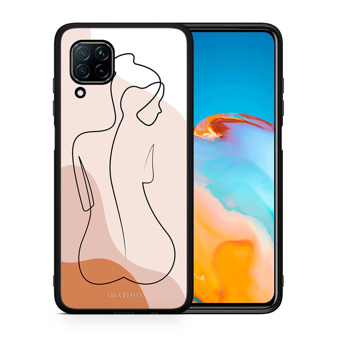 Θήκη Huawei P40 Lite LineArt Woman από τη Smartfits με σχέδιο στο πίσω μέρος και μαύρο περίβλημα | Huawei P40 Lite LineArt Woman case with colorful back and black bezels