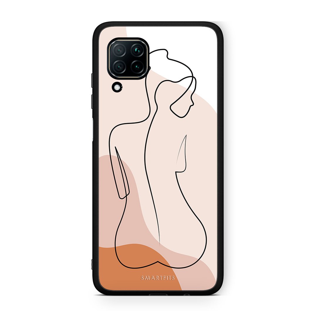 Huawei P40 Lite LineArt Woman θήκη από τη Smartfits με σχέδιο στο πίσω μέρος και μαύρο περίβλημα | Smartphone case with colorful back and black bezels by Smartfits