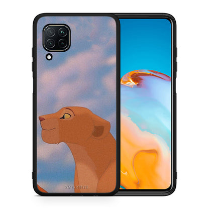 Θήκη Αγίου Βαλεντίνου Huawei P40 Lite Lion Love 2 από τη Smartfits με σχέδιο στο πίσω μέρος και μαύρο περίβλημα | Huawei P40 Lite Lion Love 2 case with colorful back and black bezels
