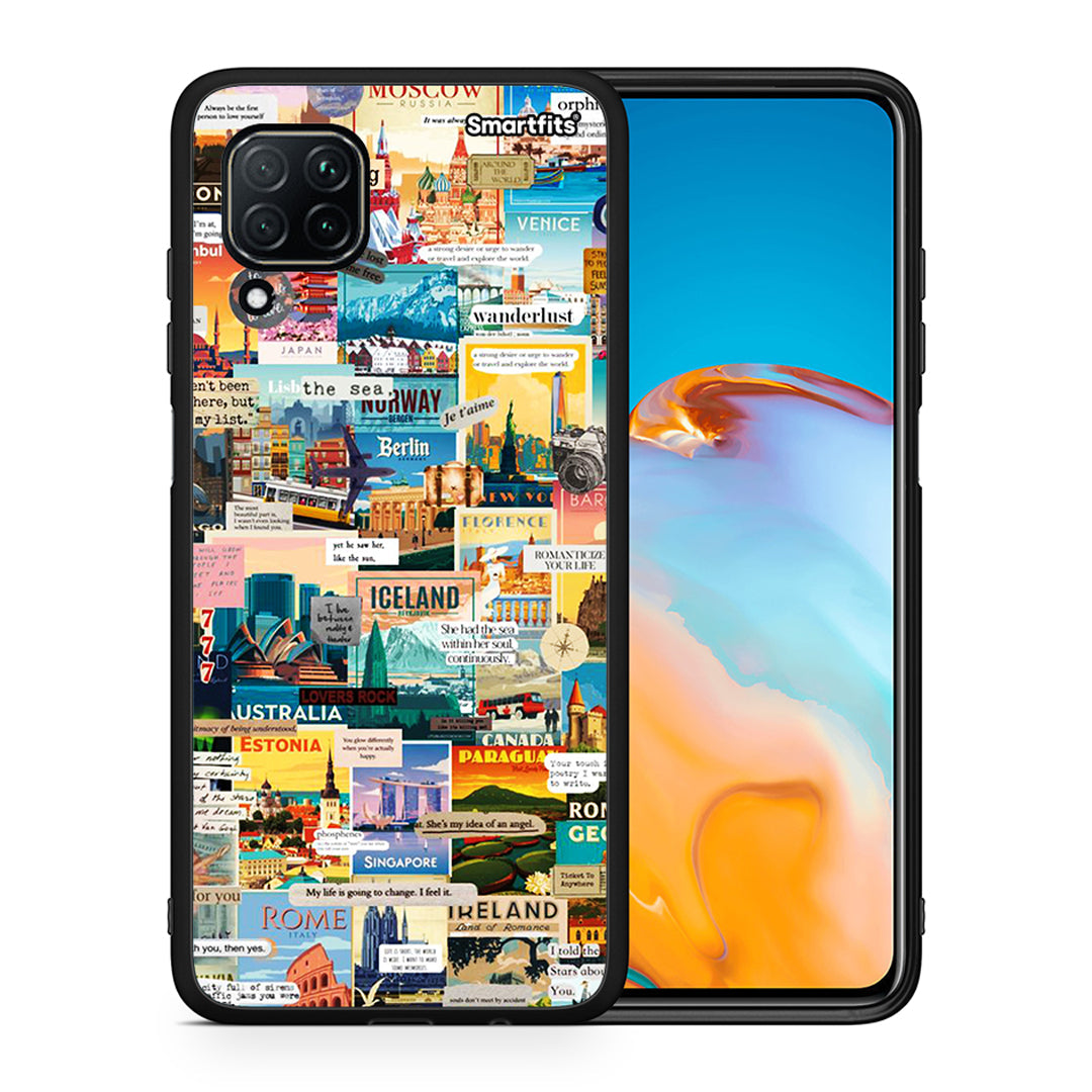 Θήκη Huawei P40 Lite Live To Travel από τη Smartfits με σχέδιο στο πίσω μέρος και μαύρο περίβλημα | Huawei P40 Lite Live To Travel case with colorful back and black bezels