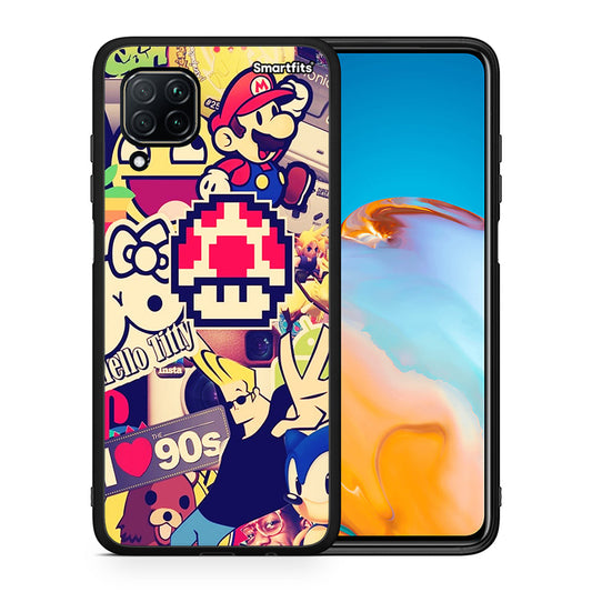Θήκη Huawei P40 Lite Love The 90s από τη Smartfits με σχέδιο στο πίσω μέρος και μαύρο περίβλημα | Huawei P40 Lite Love The 90s case with colorful back and black bezels