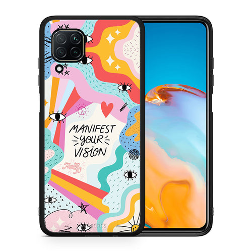 Θήκη Huawei P40 Lite Manifest Your Vision από τη Smartfits με σχέδιο στο πίσω μέρος και μαύρο περίβλημα | Huawei P40 Lite Manifest Your Vision case with colorful back and black bezels