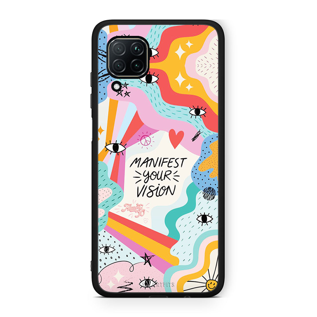 Huawei P40 Lite Manifest Your Vision θήκη από τη Smartfits με σχέδιο στο πίσω μέρος και μαύρο περίβλημα | Smartphone case with colorful back and black bezels by Smartfits