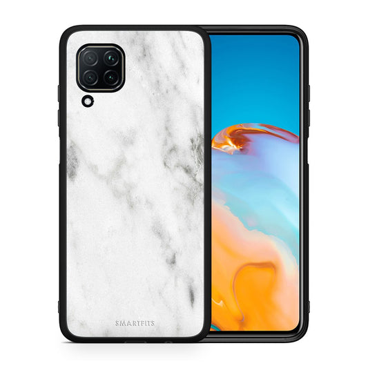 Θήκη Huawei P40 Lite White Marble από τη Smartfits με σχέδιο στο πίσω μέρος και μαύρο περίβλημα | Huawei P40 Lite White Marble case with colorful back and black bezels