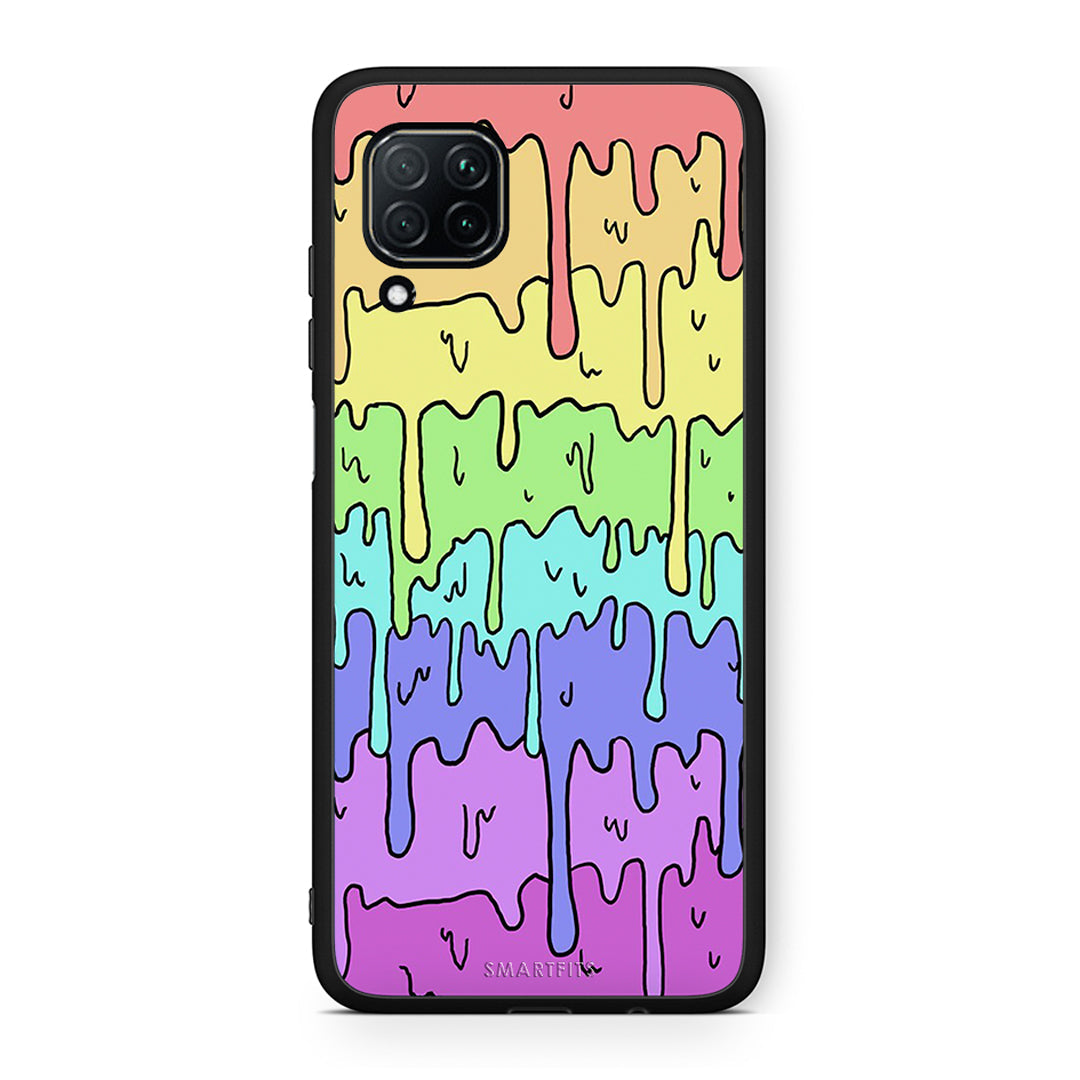 Huawei P40 Lite Melting Rainbow θήκη από τη Smartfits με σχέδιο στο πίσω μέρος και μαύρο περίβλημα | Smartphone case with colorful back and black bezels by Smartfits